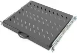 DIGITUS Ausziehbarer Fachboden - 19-Zoll - 1HE - Befestigung Vorne & Hinten - Traglast 25 kg - Für Netzwerkschänke & Serverschränke - Ab 600 mm Schranktiefe - Schwarz