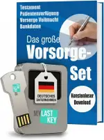 MyLastKey USB-Stick verschlüsselt – Digitaler Nachlass Organizer | Passwort-Safe, Krypto Seed Backup, Patientenverfügung | AES-256 | inkl. Ratgeber & Vorlagen | Windows 10/11