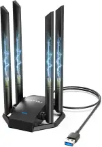 NEWFAST 1300 Mbit/s WLAN Stick für PC,Leistungsstarker WiFi Adapter mit 4x6dBi High Gain Antennas,WLAN Adapter Dual-Band (5GHz/2.4GHz),WPA3-Encryption,MU-MIMO,Only for Windows 11/10/8.1/8/7/XP