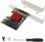 ELUTENG PCI-E zu SATA Adapter 4-Port PCIe Erweiterungskarte 6Gbps SATA 3.0 Controller PCI Express Controller Card mit Low-Profile Halterung für Windows/Linux, Non-Raid, Booten als Systemfestplatte