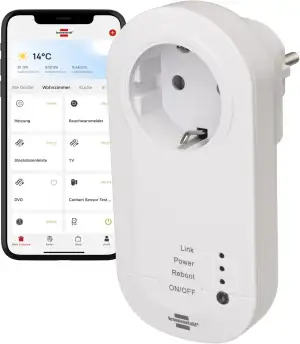 Brennenstuhl Connect WLAN Steckdose mit 433 MHz Sender WA 3600 LRF01 433 (WiFi Steckdose 2.4 GHz kompatibel mit Alexa, Google Assistant und selbstlernenden Brennenstuhl 433 MHz Funk-Produkten)