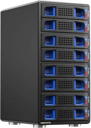 8 Schacht Festplattengehäuse mit Lüfter für 2.5/3.5“ SATA HDD/SSD mit USB A/C 3.