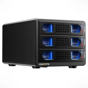 3 Schacht Festplattengehäuse mit Lüfter für 2.5/3.5“ SATA HDD/SSD mit USB A/C 3.0 Kabel, unterstützt Hot Swappable, werkzeugloses Aluminium HDD Gehäuse, DAS(NO RAID/NAS)