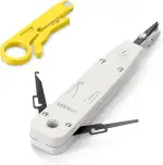 LSA Auflegewerkzeug, LSA Plus Anlegewerkzeug Krone, Netzwerk Werkzeug für Ethernet RJ45 Netzwerkdose Cat7/Cat6/Ca6A und Telefonkabel RJ11, Datenauflegewerkzeug mit Haken und Klinge Grau