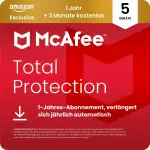 McAfee Total Protection 2026 (5 Geräte), 15 Monate Amazon Exklusiv | Virenschutz, VPN, Betrugsschutz, Sicherheitssoftware, Identitätsüberwachung | Abonnement mit automatischer Verlängerung | Download