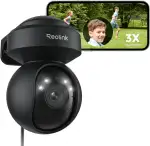Reolink 5MP PTZ Überwachungskamera Aussen WLAN, 3X Optischer Zoom, 2,4/5GHz WLAN Kamera Outdoor mit Automatischer Verfolgung, Personen-/Fahrzeugerkennung, Vollfarb-Nachtsicht, E1 Outdoor Schwarz