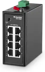 MokerLink 8-Port-Industrie-DIN-Schienenschalter, 8 x 10/100 Mbit/s Ethernet-Ports, Reichweite 250 m, Metall-DIN-Schiene und Wandhalterung im Lieferumfang enthalten