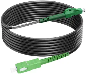 15M Gepanzerte Glasfaser-Kabel LC/APC auf SC/APC, Simplex Singlemode Gepanzerte Glasfaserkabe, 9/125µm OS2 FTTH LWL Patchkabel für den Innen- und Außenbereich, Schwarz