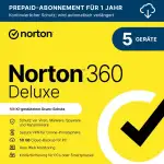 Norton 360 Deluxe 2026 | 5 Geräte | 1-Jahres Abonnement mit automatischer Verlängerung | Aktivierungscode per Email