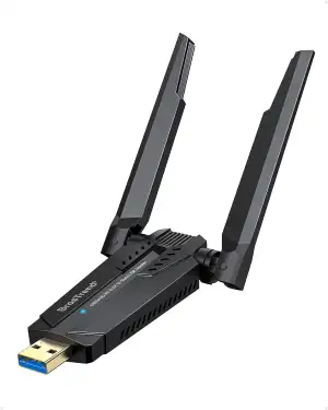 BrosTrend AXE5400 WiFi 6E USB WLAN Stick für PC, WLAN Adapter PC Hohe Reichweite, Tri-Band 6GHz / 5GHz / 2,4GHz High Gain Antenne Wi-Fi Empfänger, WPA3, MU-MIMO, OFDMA, USB3.0, NUR für Windows 11/10