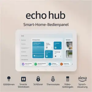 Echo Hub (Neueste Generation) | Smart-Home-Bedienpanel (8 Zoll) mit Alexa | Kompatibel mit Tausen...