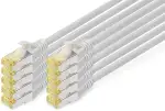 DIGITUS LAN Kabel Cat 6A - 0,5m - 10 Stück - RJ45 Netzwerkkabel - S/FTP geschirmt - Kompatibel mit Cat-6 & Cat-7 - Grau