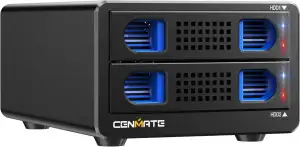 2 Schacht Festplattengehäuse mit Lüfter für 2.5/3.5“ SATA HDD/SSD mit USB A/C 3.