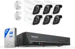 Reolink 4K Überwachungskamera Set Aussen, 6X 8MP PoE IP Outdoor Kamera mit Smarter Personenerkennung und Fahrzeugerkennung, 8CH 2TB HDD NVR für 24/7 Videoüberwachung, 30M IR Nachtsicht, RLK8-800B6