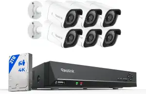 Reolink 4K Überwachungskamera Set Aussen, 6X 8MP PoE IP Outdoor Kamera mit Smarter Personenerkennung und Fahrzeugerkennung, 8CH 2TB HDD NVR für 24/7 Videoüberwachung, 30M IR Nachtsicht, RLK8-800B6