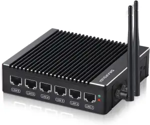 Micro Firewall Appliance, Lüfterloser Mini PC Intel N3700 4Cores/4Threads, 6X In