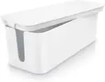 CSL - Kabelbox Groß 41cm - XXL Kabelmanagement Box - Box zum Kabel verstecken - Kabel Organisator - Schutz und Sicherheit - Anti Rutsch Boden - Weiß