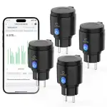 EIGHTREE WLAN Steckdose Outdoor, Zeitschaltuhr Aussenbereich mit Strommessung IP44 Wasserdicht, Smarte Steckdose mit Zeitschaltuhr, Fernbedienung & Sprachsteuerung, Kompatibel mit Alexa & Google Home