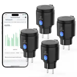 EIGHTREE WLAN Steckdose Outdoor, Zeitschaltuhr Aussenbereich mit Strommessung IP44 Wasserdicht, Smarte Steckdose mit Zeitschaltuhr, Fernbedienung & Sprachsteuerung, Kompatibel mit Alexa & Google Home