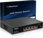 5-Port 10Gb Ethernet Switch, 5 x 10Gbe RJ45 Ports, 100Gbps Switching-Kapazität, GiGaPlus Unmanaged Switch Einfach für 10G NAS, PCs, WiFi7 Router, 10G Adapter/Netzkarten. Desktop- oder 19-Zoll-Rack-Mon