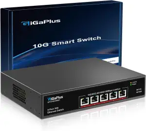 5-Port 10Gb Ethernet Switch, 5 x 10Gbe RJ45 Ports, 100Gbps Switching-Kapazität, 