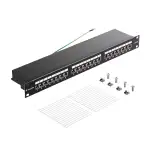 VCELINK CAT6A Patchpanel 24 Port, Geschirmt 19 Zoll Patchfeld 10 Gbit/s mit RJ45-Buchsen, Rackeinbau Kabelführung Verteilerfeld für Büros, Home-Office, kleine Serverräume