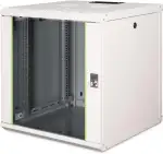 DIGITUS Netzwerk-Schrank 19 zoll 12 HE - Wandmontage - 600 mm Tiefe - Traglast 100 kg - Unique Serie - Glastür - Grau