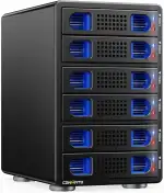 Festplattengehäuse, 10Gbps Aluminium 6 Bay Gehäuse mit Kühllüfter für 2.5/3.5 SATA HDD/SSD mit USB A/C 3.2, unterstützt Hot Swappable, werkzeugfrei HDD Gehäuse, DAS(NO RAID/NAS)