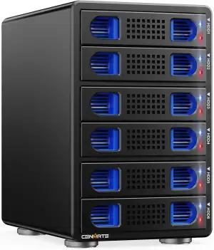 Festplattengehäuse, 10Gbps Aluminium 6 Bay Gehäuse mit Kühllüfter für 2.5/3.5 SA