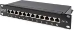 DIGITUS Cat-6A Patchpanel - 12 Ports - RJ45-Buchsen - 10-Zoll Rack-Mount 1HE - LSA Verteilerfeld ...