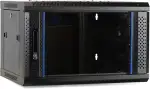 4HE Netzwerkschrank (Serverschrank) 19 Zoll Wandmontage - mit Glastür (BxTxH) 600 x 450 x 280mm - Schwarz - Traglast 60 kg