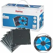 Hama CD Leerhüllen Schutzhülle (50er Pack, schmal, Höhe: 5mm) CD-Hüllen transparent-schwarz