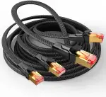 SNOWKIDS 2 Stück Cat 8 LAN Kabel 2m, 40Gbps Netzwerkkabel Hochgeschwindigkeits 2000MHz S/FTP Ethernet Kabel POE Gigabit RJ45 Nylon geflochtener Vergoldeter für PS/5 Router Modem TV Switch Laptop