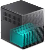 Jonsbo N3 NAS Gehäuse Schwarz – Kompaktes Mini-ITX Aluminium-Case für 8X 3,5" HDDs, Hot-Swap-fähig, 2X 80-mm-Lüfter, SFX-Netzteil, USB-C