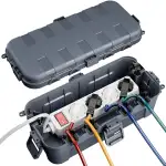 RESTMO Medium wasserdichte Kabelbox für den Außenbereich, IP54 wasserdicht, Wetterfeste Kabelbox, Ideal zum Schutz von Verlängerungskabeln, Steckdosenleisten und Winkelsteckern(29cm×13,2cm×10)-Grau