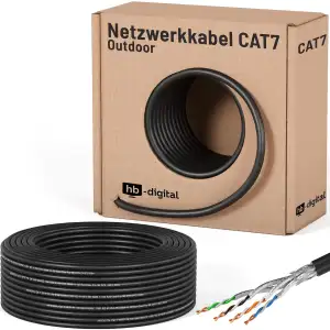 HB-DIGITAL 50m CAT 7 Netzwerkkabel Outdoor LAN Kabel Verlegekabel S/FTP AWG23 do