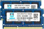 8GB Kit (2x4GB) DDR3 1333MHz PC3 10600S 4GB SODIMM 204-Pin Non-ECC 1.5V CL9 2Rx8 Dual Rank Notizbuch Arbeitsspeicher
