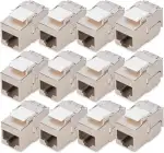 DIGITUS Keystone-Modul Cat-6A Geschirmt – 12 Stück – Kompakte Version – RJ45-Buchse – 500 MHz 10GBase-T – AWG 26-22 – Designfähig – Mit Kabelbinder – Werkzeugfreie Montage