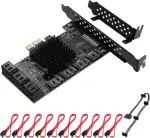 PCIe SATA 10 Port Erweiterungskarte, PCI-E zu SATA3.0 6Gbps Controllerkarte Boot als Systemplatte,Hard Disk Drive Adaptercard für Windows,Linux,NAS