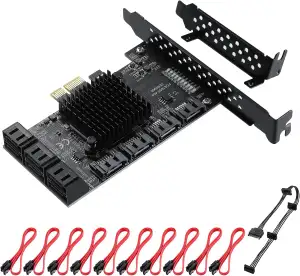 PCIe SATA 10 Port Erweiterungskarte, PCI-E zu SATA3.0 6Gbps Controllerkarte Boot