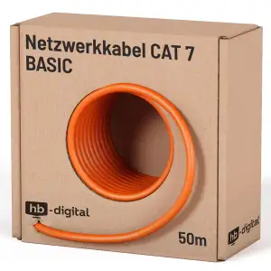 HB-DIGITAL 50m CAT 7 Netzwerkkabel LAN Kabel Verlegekabel Ethernet Installationskabel AWG23 10 Gb...