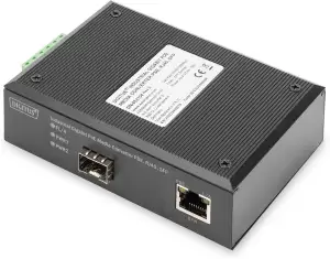 DIGITUS DIN-Rail Medienkonverter - SFP Port - Gbit Ethernet - RJ45 / SFP 1000Bas