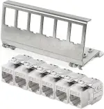 hb-digital 6X CAT 7 Keystone Modul RJ45 Buchse STP 10 Gbit/s - werkzeuglos LSA - mit 1x 6-Port 35mm DIN Rail Metall Hutschienenadapter Keystone Halterung Ethernet LAN Netzwerk Switch
