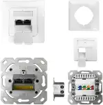 ProfiPatch Netzwerkdose Cat6A Netzwerkdose Unterputz 500MHz LAN Dose CAT7,CAT6A,CAT6,CAT5 Unterputz 2X RJ45 Port Anschluss rechts/limksPOE LAN Steckdose unterputz geschirmt rj45 dose weiß