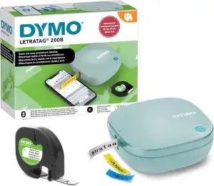 DYMO LetraTag 200B-Beschriftungsgerät mit Bluetooth | kompakter Etikettendrucker | verbindet Sich über Wireless Bluetooth-Technologie | inklusive 1 x Papierschriftband in Weiß | Daydream Blue