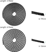 AGPTEK Kabelschlauch, Kabelschutzschlauch 4-16mm (6m), 6-19mm (4m), Organizer Kabelkanal, Kabelhülle Schutz, Flexible Kabelsalat insgesamt 10m, Schwarz