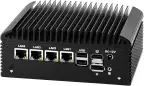 Lüfterlos Mini PC N150 Firewall Appliance Industrial Micro Büro, 4 x 2.5Gbit LAN + 2 RS232 Com, 8GB RAM 128GB NVME SSD, 6USB, Router/Home Computer Hardware, HD DP Dual Dispaly