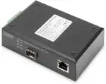 DIGITUS DIN-Rail Medienkonverter - SFP Port - Gbit Ethernet - RJ45 / SFP - 10/100/1000BaseTX zu 1000Base-X - Schwarz