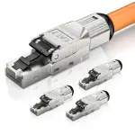 Cat 7 RJ45 Stecker Werkzeuglos, Netzwerkstecker Werkzeuglos POE für Cat7 Cat6A Verlegekabel,10 Gbit/s Geschirmt Lan Stecker Cat 7 Werkzeuglos，Wiederverwendbar, 4Stück