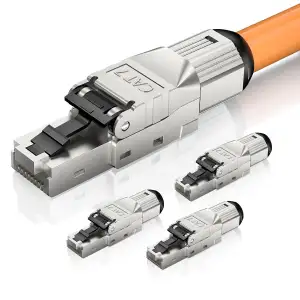 Cat 7 RJ45 Stecker Werkzeuglos, Netzwerkstecker Werkzeuglos POE für Cat7 Cat6A Verlegekabel,10 Gbit/s Geschirmt Lan Stecker Cat 7 Werkzeuglos，Wiederverwendbar, 4Stück